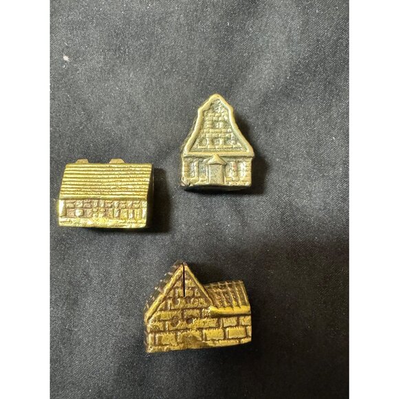 Miniature Brass European Village House Town Buildings Castle Set Of 3 - Picture 6 of 7
